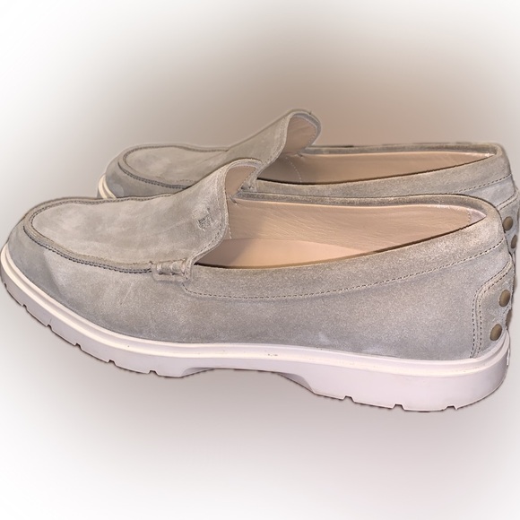 Tod's Gray Suede Calf Leather Slip-On Loafers Driving Shoes Rubber Sole Men’s 8 - Picture 5 of 13
